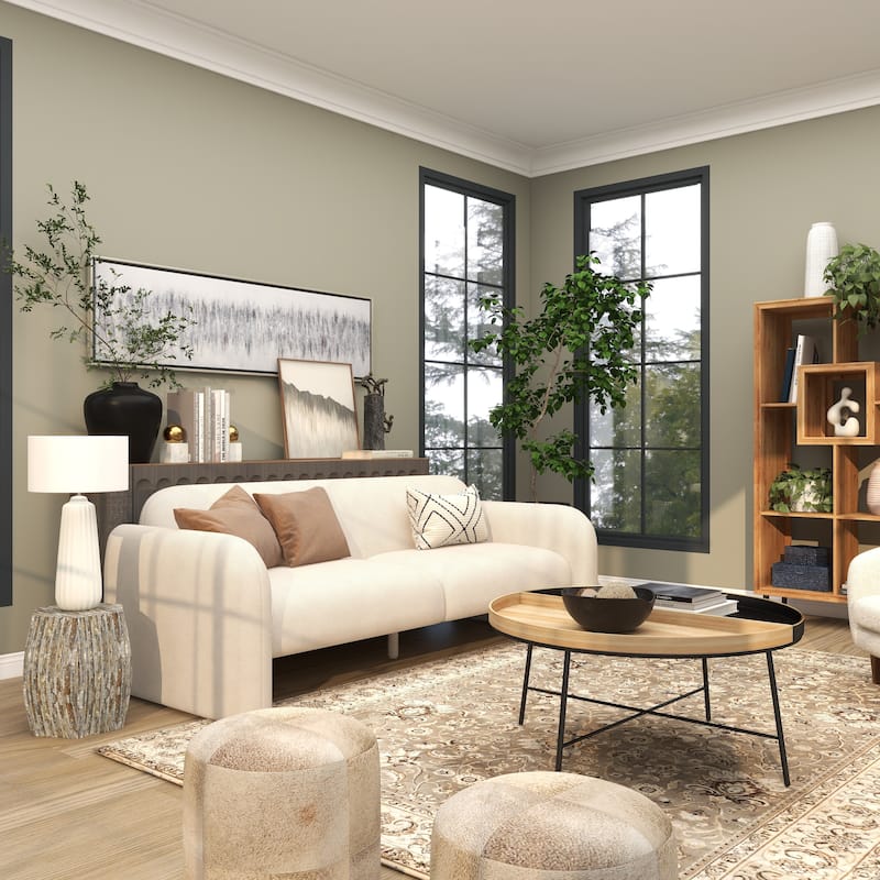 Gray Canvas Abstract Living Room Framed Wall Art with Silver Frame