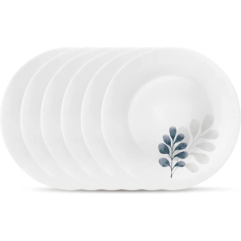 Bormioli Rocco White Moon Botanica Blue Plate Set of 6 - 7.8 Inch - 6 Piece