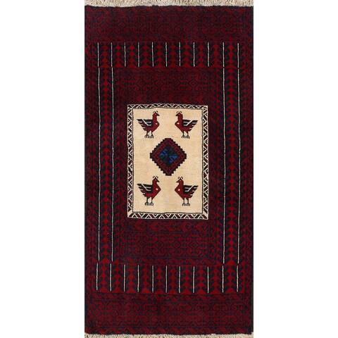 Animal Pictorial Persian Balouch Area Rug Handmade Wool Carpet - 2'11" x 5'4"