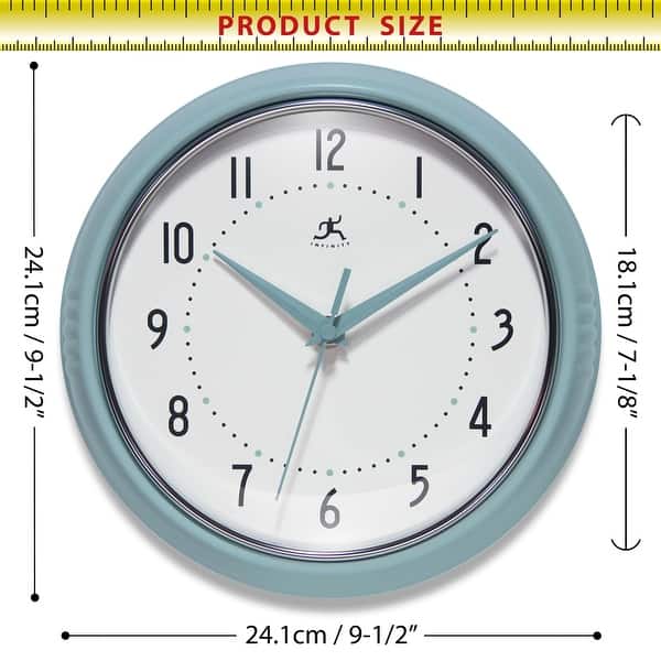 dimension image slide 3 of 29, Infinity Instruments Round Retro Kitchen Wall Clock by Infinity Instruments