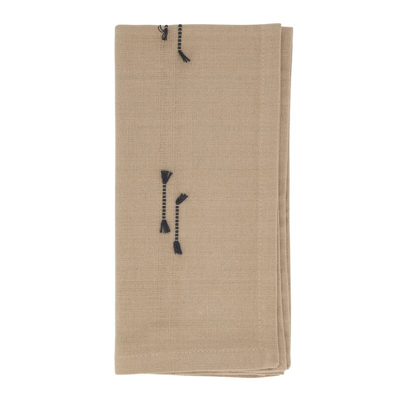 Line Design Fringe Table Napkins (Set of 4)