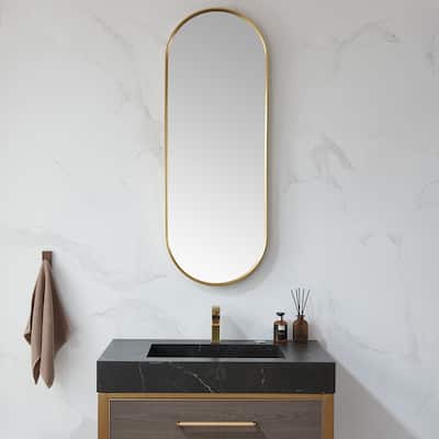 Vinnova Luarca 18 in. W x 48 in. H Oval Metal Wall Mirror