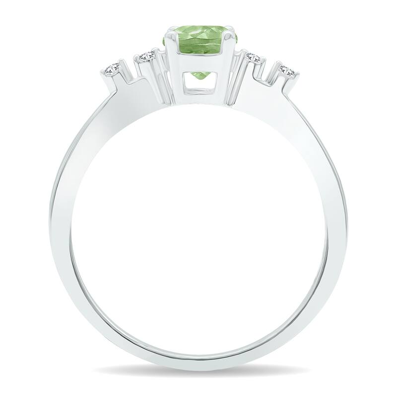 Women's Green Amethyst and Diamond Sparkle Ring in 10K White Gold