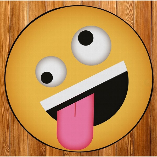 Deerlux Emoji Style Round Funny Smiley Face Kids Area Rug Crazy