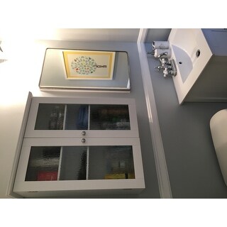 Highland White Double Glass Door Wall Cabinet by Elegant Home Fashions