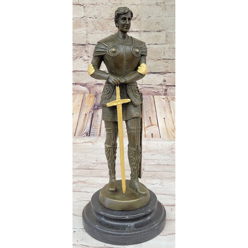 Saint Joan Of Arc In Plate Armor Bronze Statue Sculpture Figure Art Decor