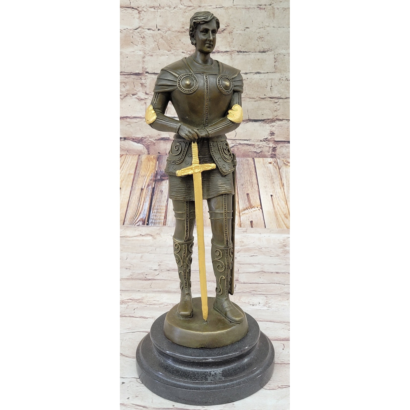 Saint Joan Of Arc In Plate Armor Bronze Statue Sculpture Figure Art Decor