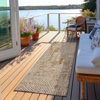 Machine Washable Indoor/ Outdoor Chantille Contemporary Maze Rug