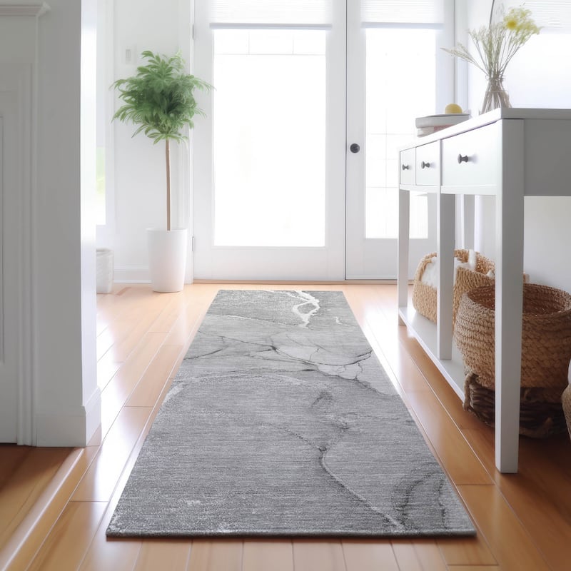 Premium Washable Super Soft Abstract Contemporary Mayfield Rug - Gray - 2' 3" x 7' 6" - Runner