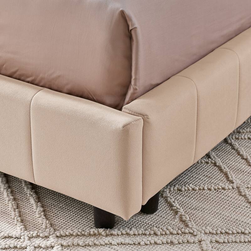 Corner Day Bed Frame, Upholstered Velvet Wooden L-Shaped Sofa Bed with Tufted Design & Wood Slats, Modern Floor Platform Bed