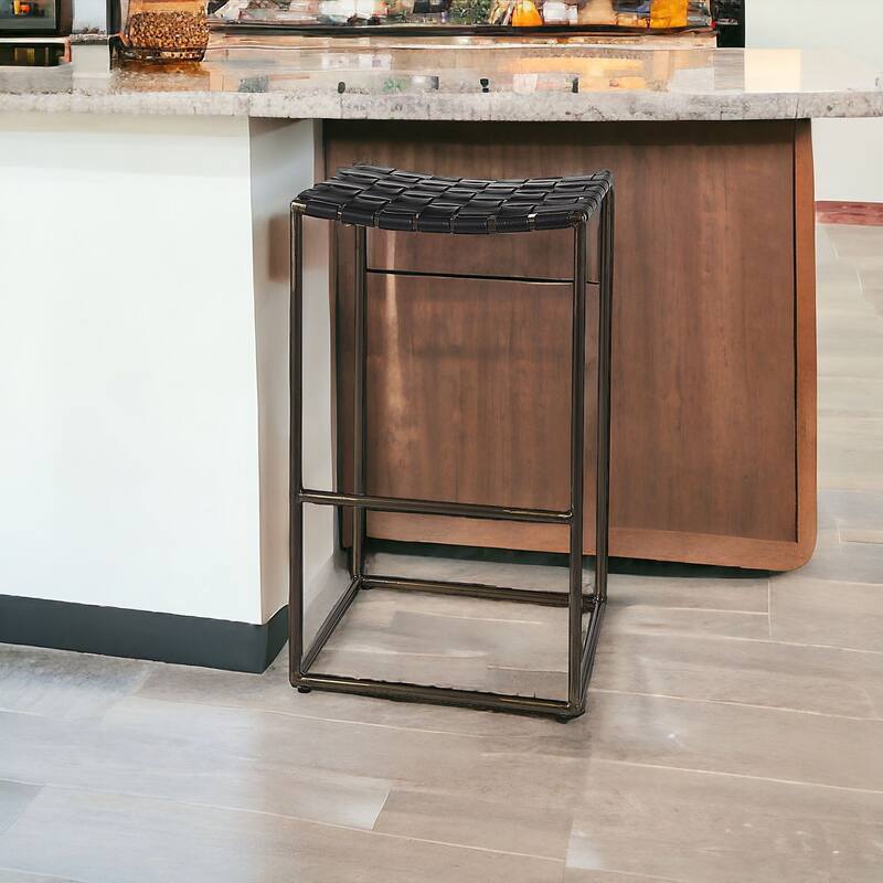 Modern Space-Saving Bar Chair Backless Design with Metal Legs and Footrest for Kitchen Dining