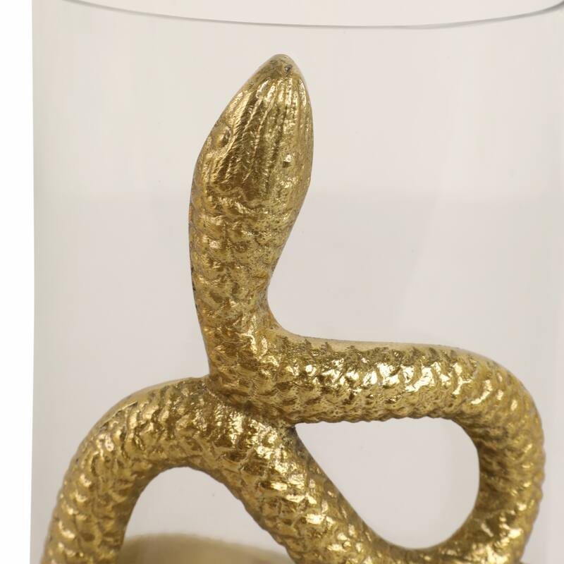 Modern Metal Snakaround Pillar Candle Holder for Home Decor - Gold