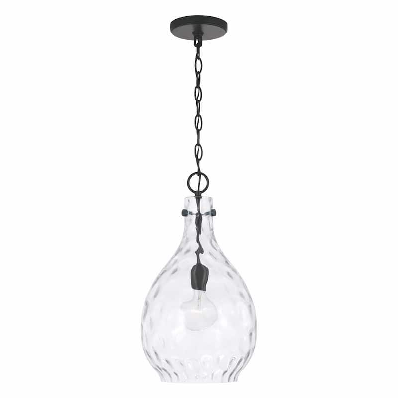 Brentwood 1-light Hanging Pendant - Matte Black w/ Water Glass