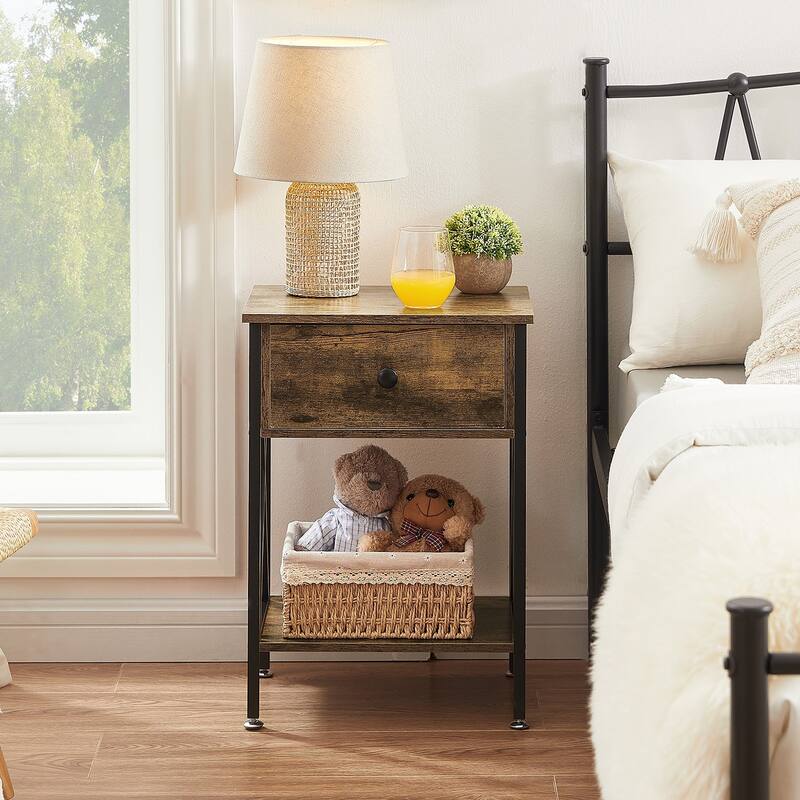 Javlergo Set of 2 Nightstand with 1 Drawer and Storage Shelf, End Table Bedside Table for Bedroom Living room Office