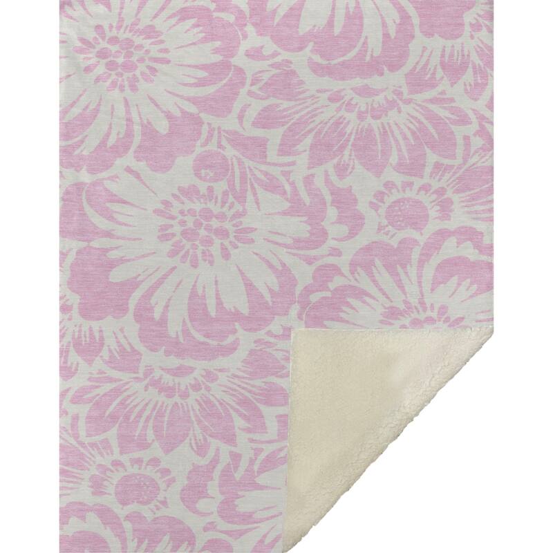 Premium Machine Washable Modern Floral Sherpa Throw Blanket