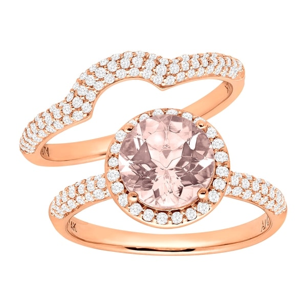 1 7/8 ct Natural Morganite & 5/8 ct Diamond Bridal Set in 14K Rose Gold