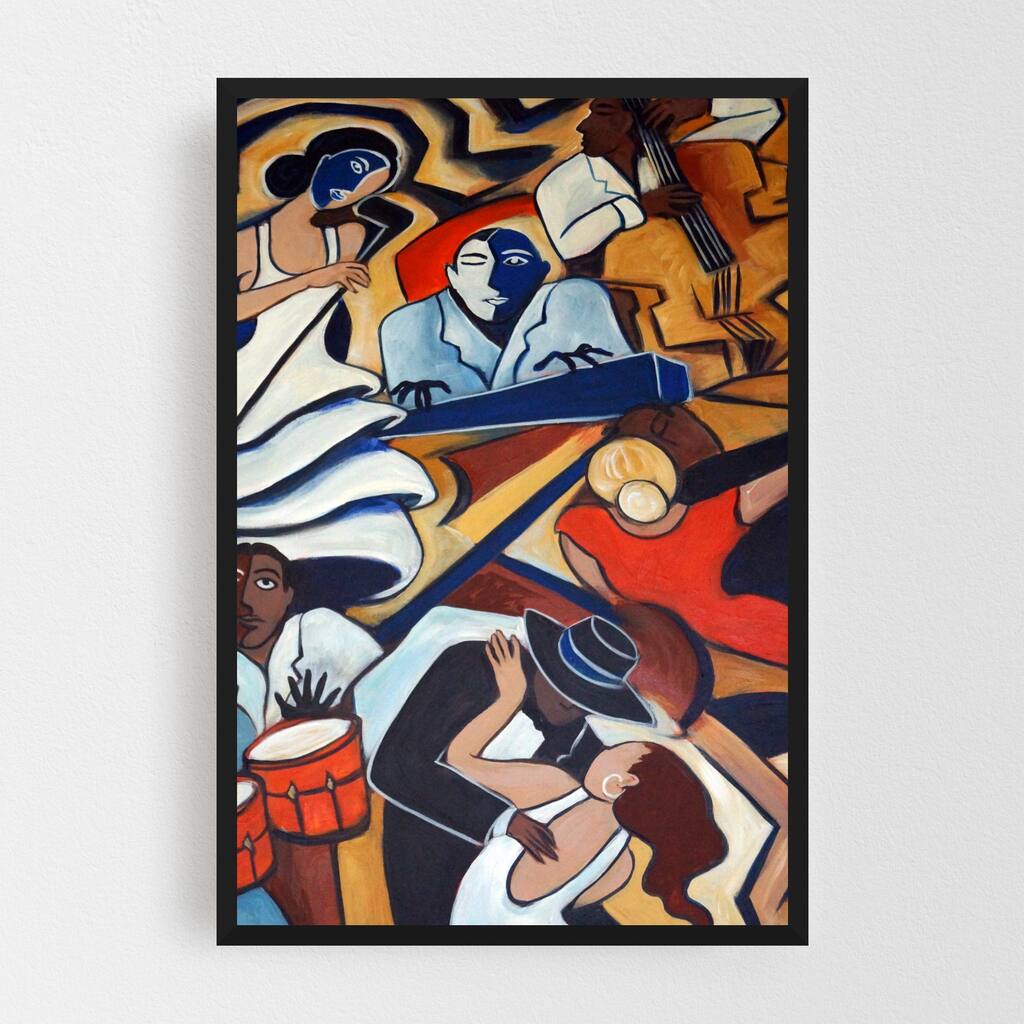 Cubism Modern Music Piano Painting Framed Wall Art Print