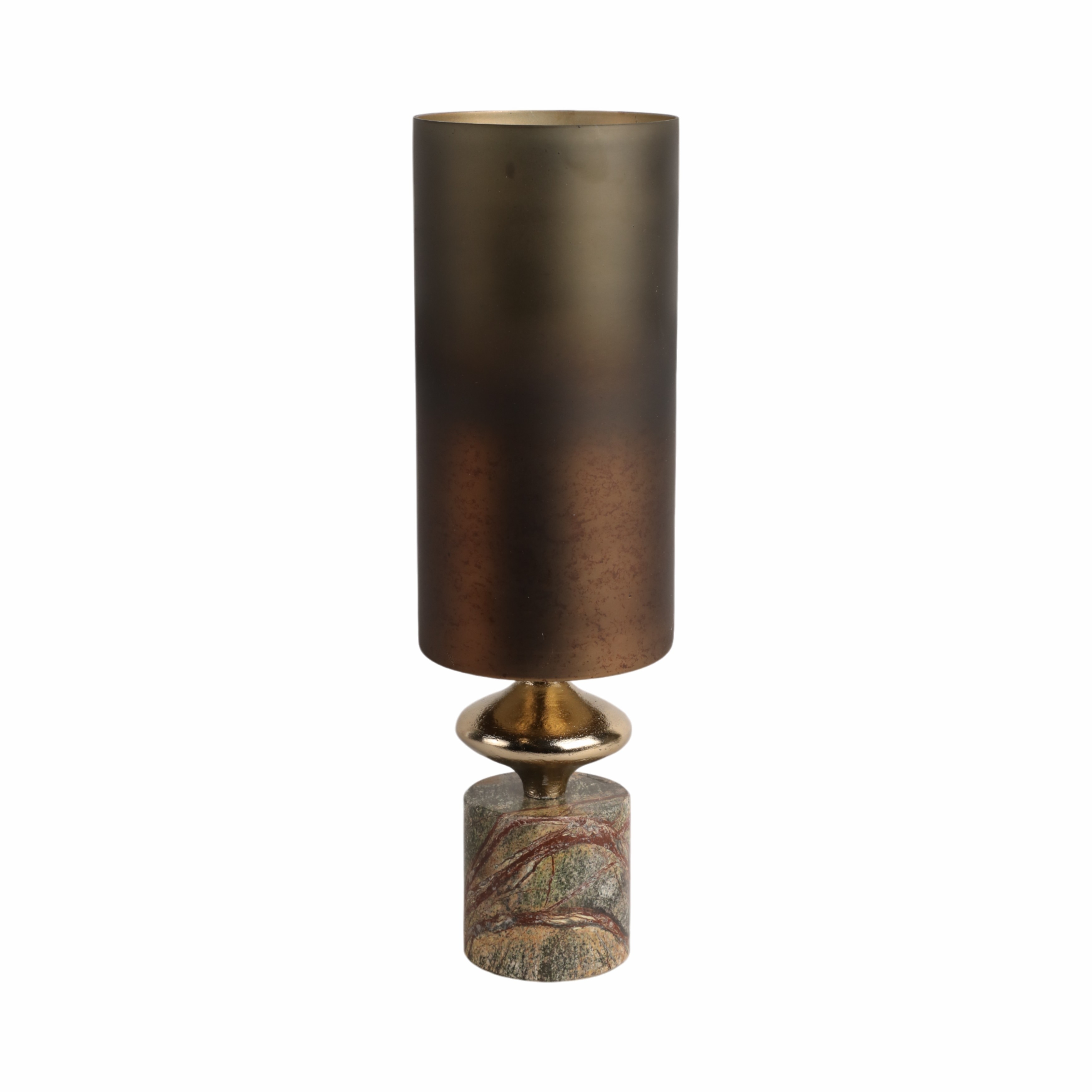 Sagebrook Home Kano Glass Vase with Stone Base, Brown
