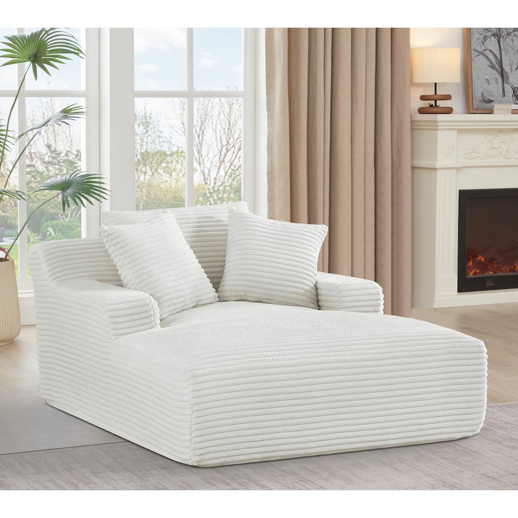 Oversized Corduroy Upholstered Sleeper Sofa Bed Cozy Cloud Chaise