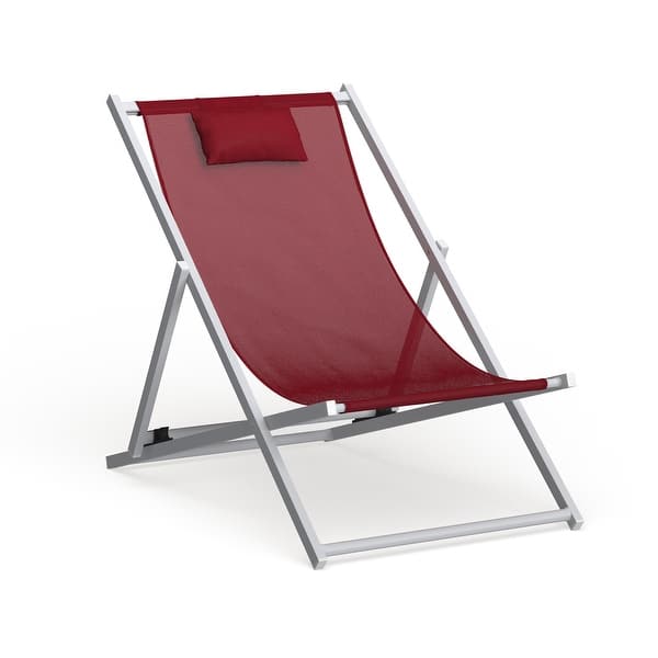 Leisuremod Sunset Patio Sling Folding Chair Adjustable With Headrest Overstock 28388380