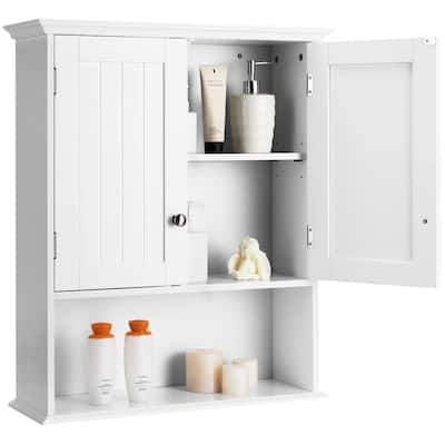 Bathroom Wall Mount Cabinet Wooden Cabinet Storage Organizer White