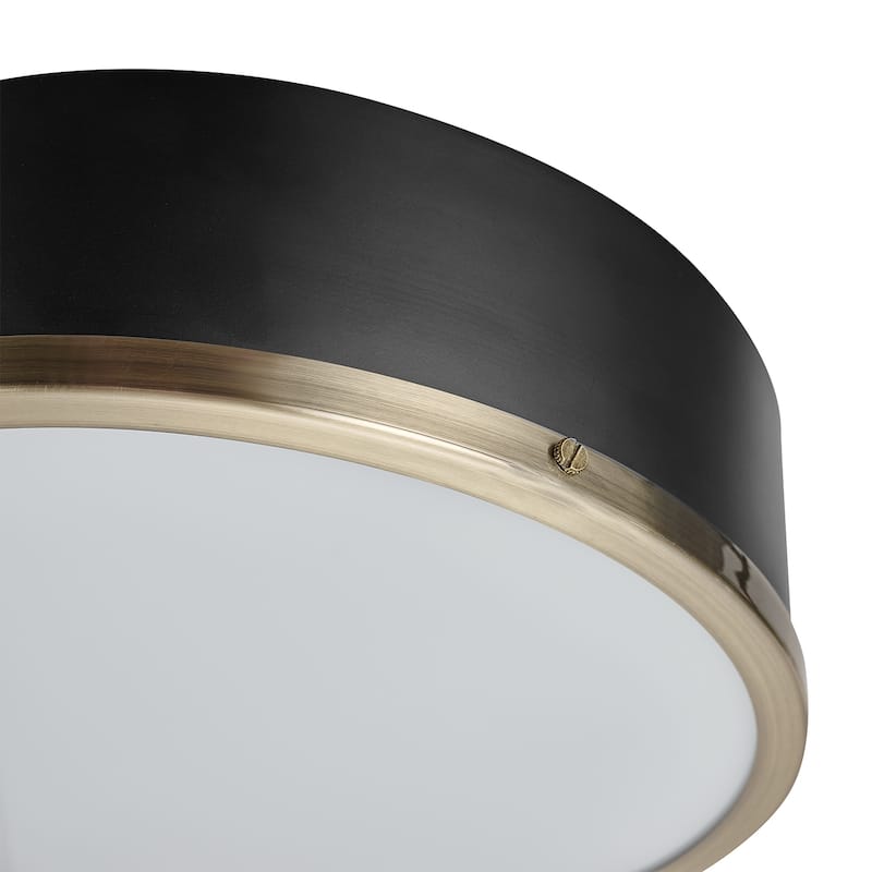 2-Light Matte Black Flush Mount Ceiling Light, Frosted Glass Shade - 14