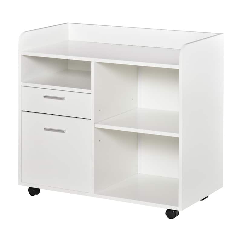 Vinsetto Printer Stand with 2 Drawers, Adjustable Shelves and Wheels for Home Office