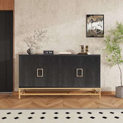 MDF Retro Storage Console Table with Adjustable Shelves for Dining or Living Room Use