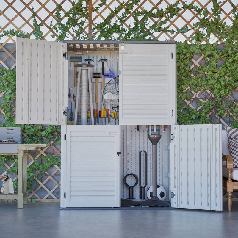 GDFStudio - Hayes Rust Proof Outdoor Equipment Storage for Backyards, Patio, Garden