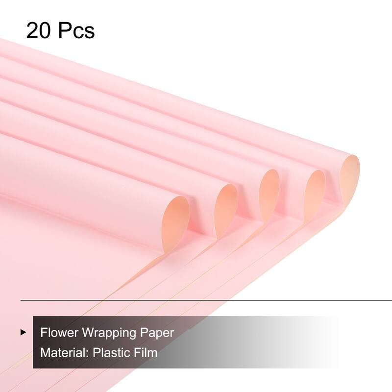 Double Sided Color Flower Wrapping Paper Pink 22.8"x22.8" Waterproof 20Pcs