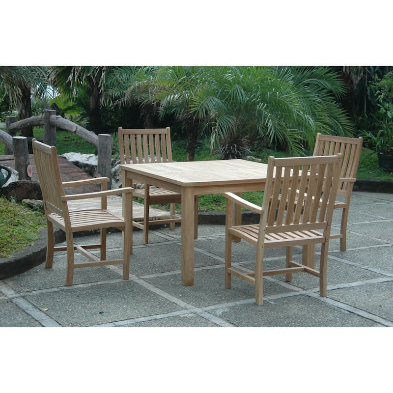 Outdoor Dining Set 5 Piece Teak Patio Table Set Weather Resistant