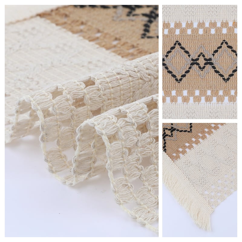 Farmhouse Placemats Set of 4 Placemats for Dining Table Decor Indoor Outdoor Kitchen Table Mat - 20*12in - White-Brown-Black