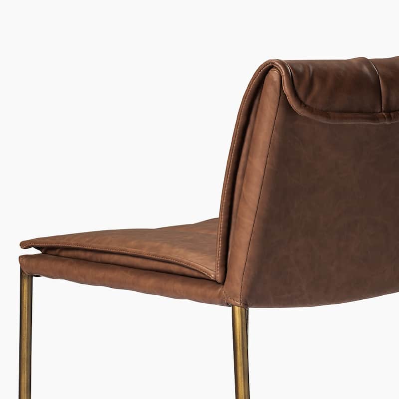 Maven Lane Gerard Bar Metal & Vegan Leather Kitchen Dining Stool