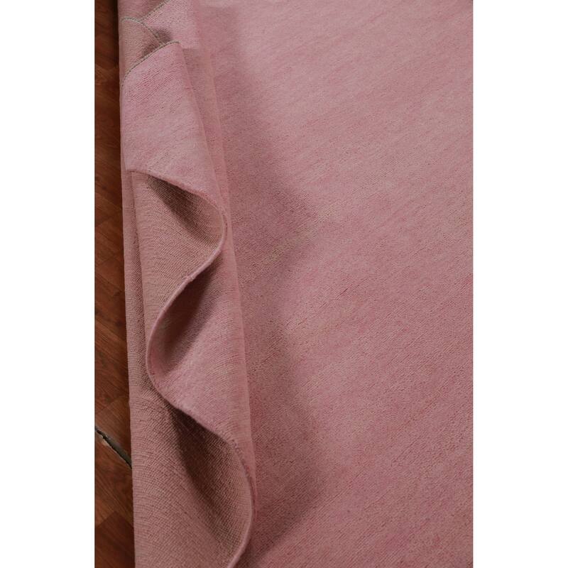 Hand Knotted Oriental 100% Wool Carpet Modern Solid Pink Gabbeh Area Rug - 9' 3'' X 6' 2''