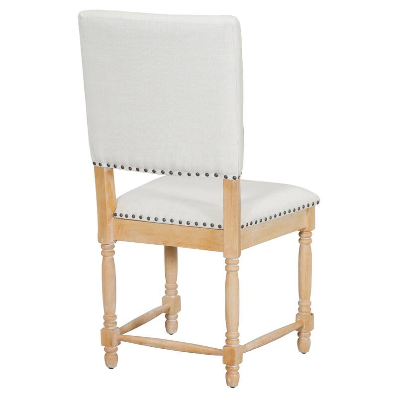 Vintage Upholstered Dining Chairs Set of 2, Armless Kitchen Side Chairs, Lounge Chair with Nailhead Trim & Turned Legs