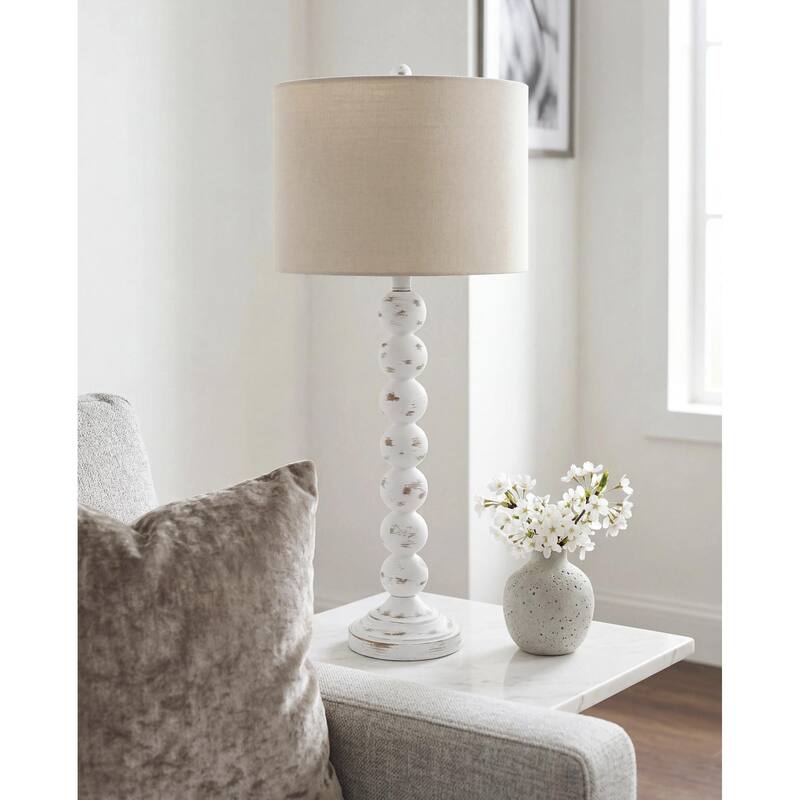 Livabliss Zelda Traditional Accent Table Lamp - White/Grey