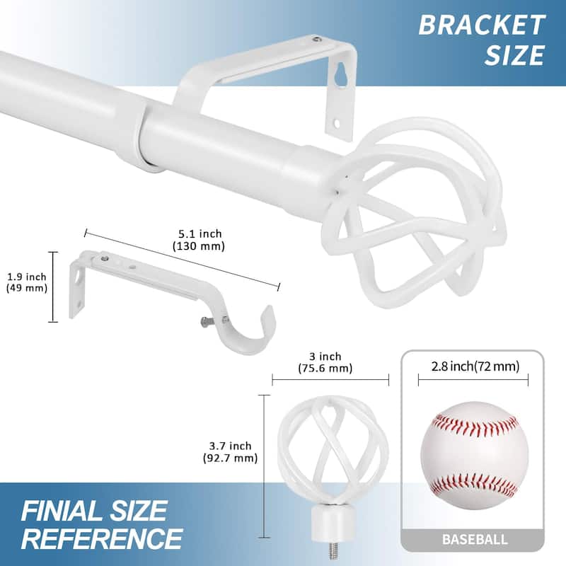 1-inch Diameter Zeffoli Adjustable Single Drapery Curtain Rod