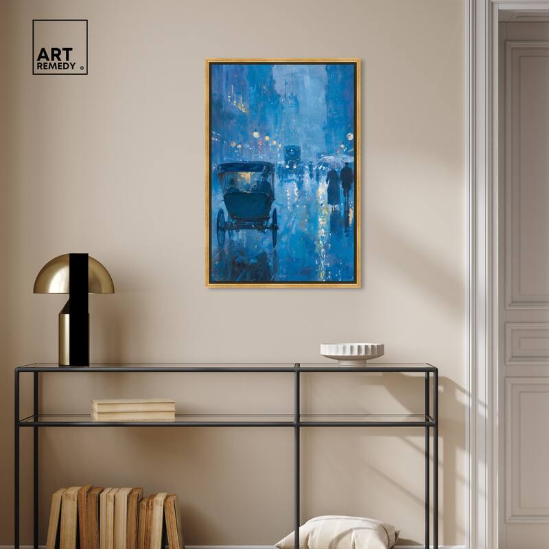 Art Remedy London Nights Framed Impressionism 1 Piece Canvas Wall Art /Monet And Van Gogh Inspired Art