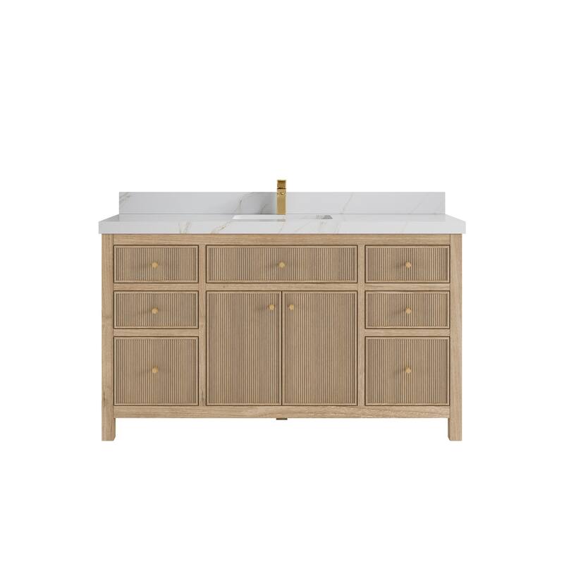 Willow Collections 60 in. W x 22 in. D Sonoma Teak Wood Single Sink Bathroom Vanity with Countertop