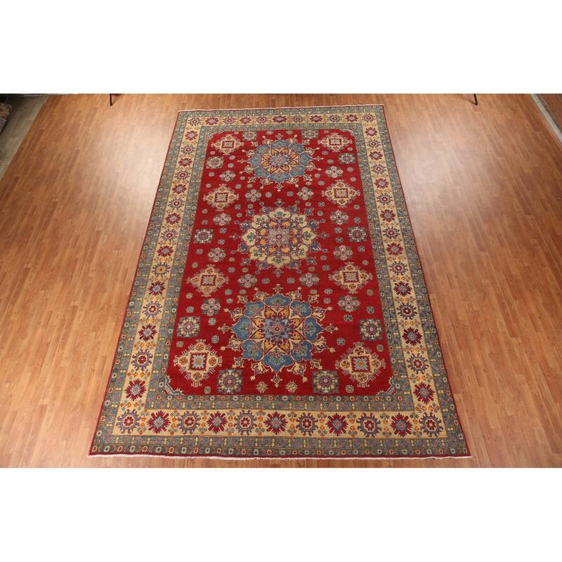 Large Red Kazak Oriental Area Rug Hand-Knotted Wool Carpet - 9'9" x 15'5"