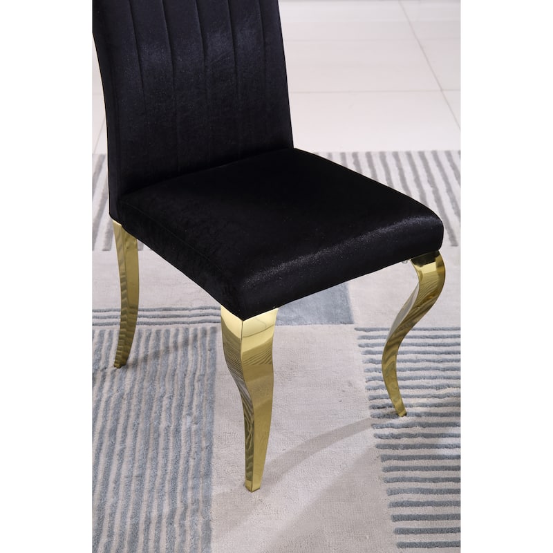 Modern Dining Chairs Set of 2,Upholstered Accent Armless Chairs - Black