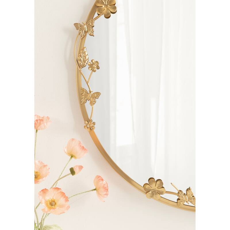 Kate and Laurel Rosella Floral Wall Mirror Metal