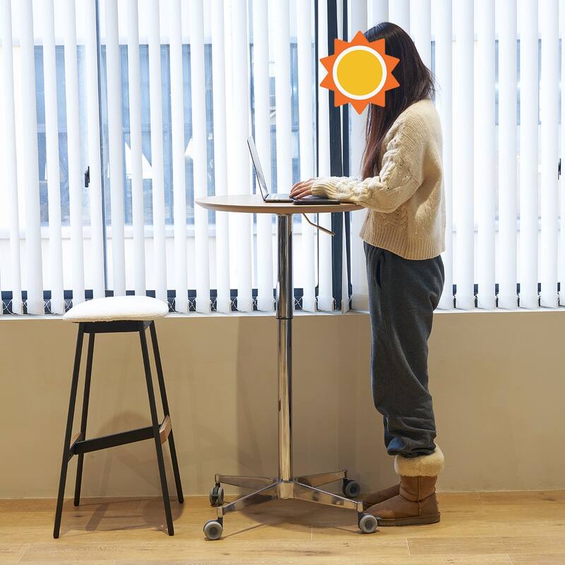 Movable Adjustable Bar Table 360 Swivel Counter Bar Height Aluminum Star Base Movable for Stand Desk Bistro Table