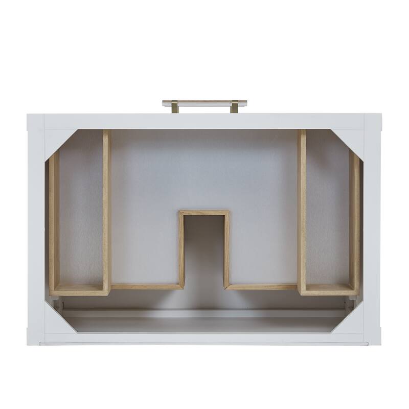 James Martin Vanities Olena 36" Single Vanity, Light Mappa Burl and Polished White