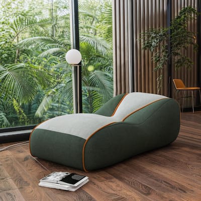 WOWMAX Chaise Lounge Chair Indoor, Ergonomic Zero Gravity Bean Bag Floor Sofa For Adults, Curved Lounger For Living Room
