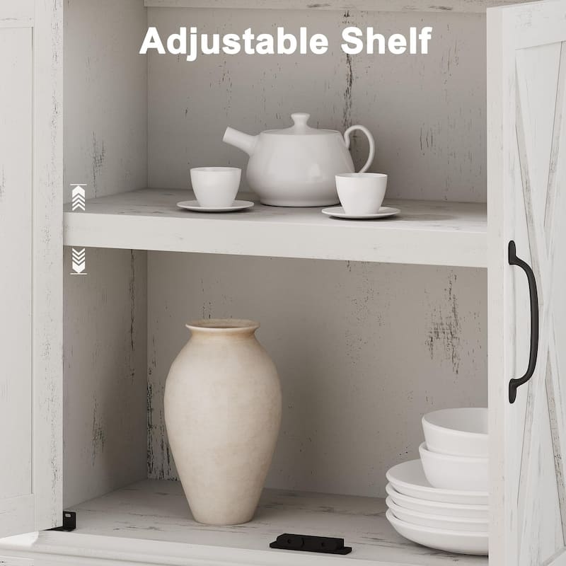 Book Shelf with Door, 5 Tier Wooden Book Case with Storage, 68.7"