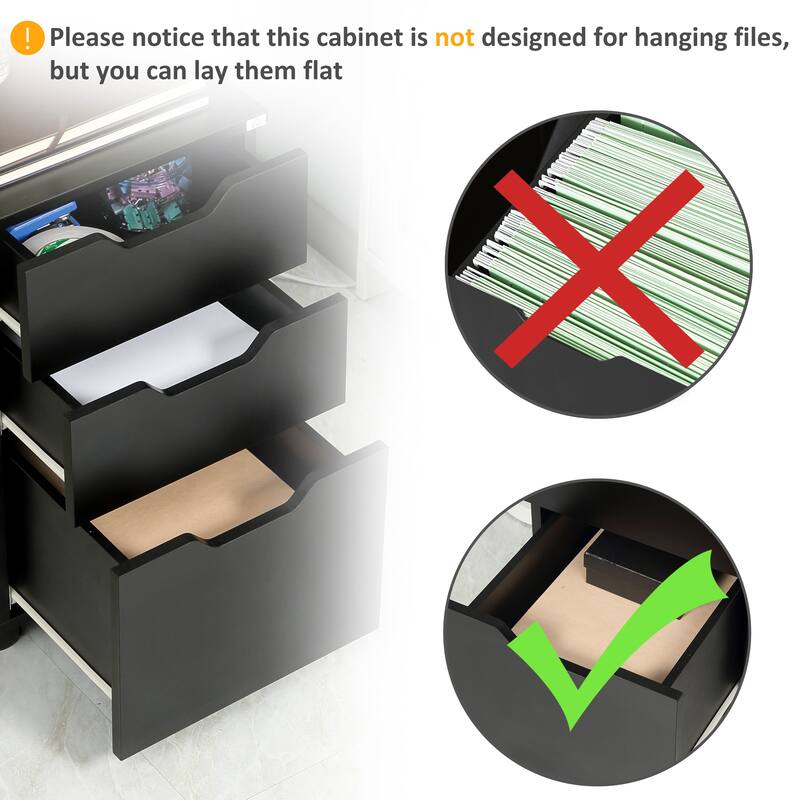 HOMCOM 3 Drawer Mobile File Cabinet, Rolling Printer Stand, Vertical Filing Cabinet