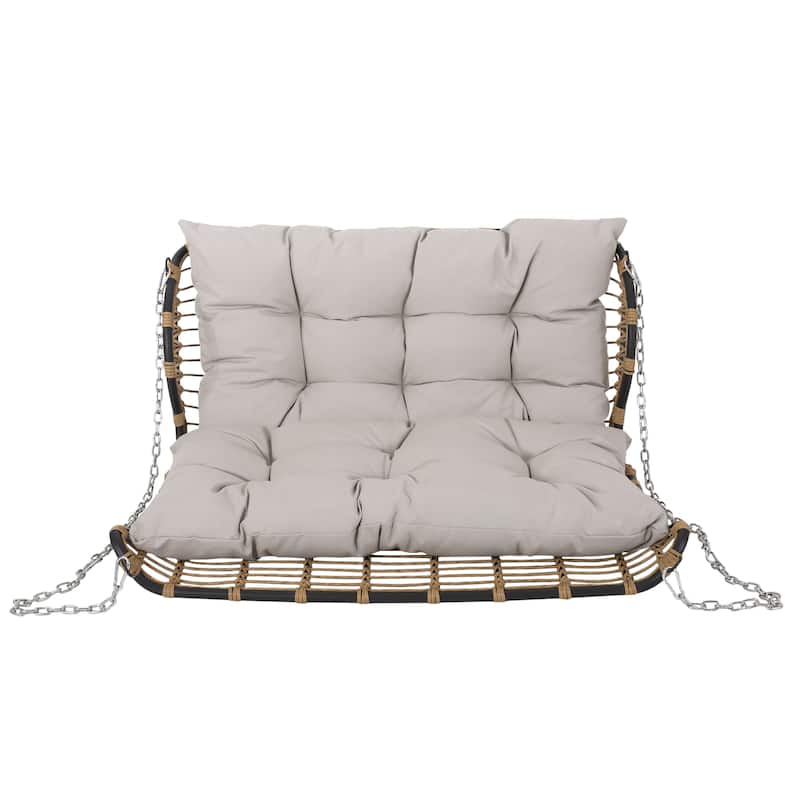 Arruda Outdoor Outdoor Wicker Porch Swing （ Only Swing ）with Cushions by Christopher Knight Home - 400 lb limit
