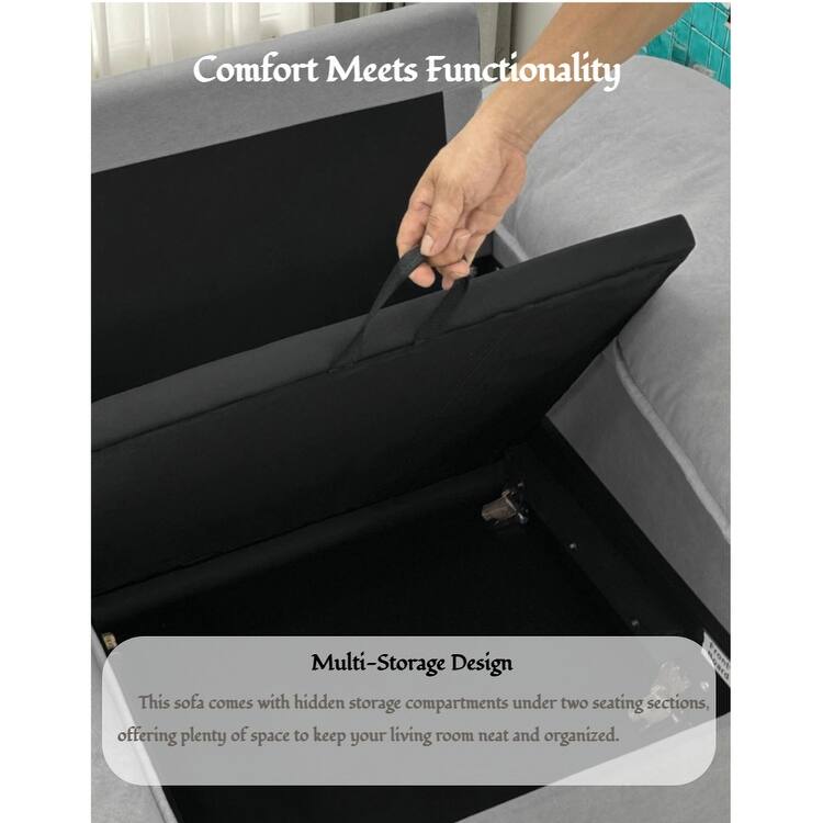 79" Loveseat Sofa Couch with Under-Seat Storage, Elegant 2-Seater Settee with Pillow Top Armrests for Living Room