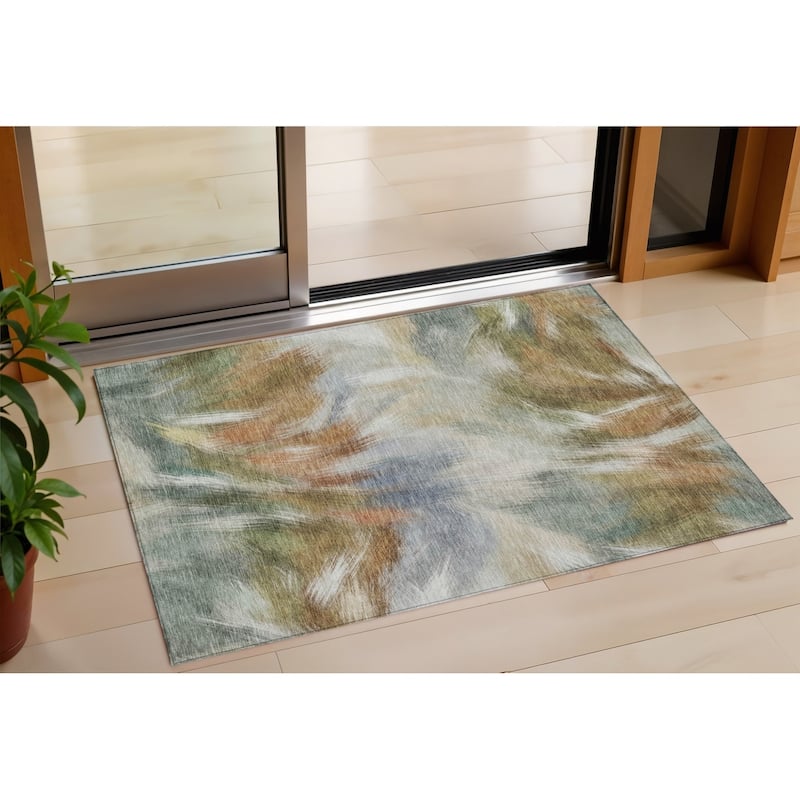 HomeRoots Abstract Transitional Rectangle Outdoor Rug - 3' x 5'